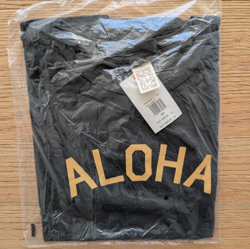 Billabong hand dyed black ALOHA women's graphic tee
